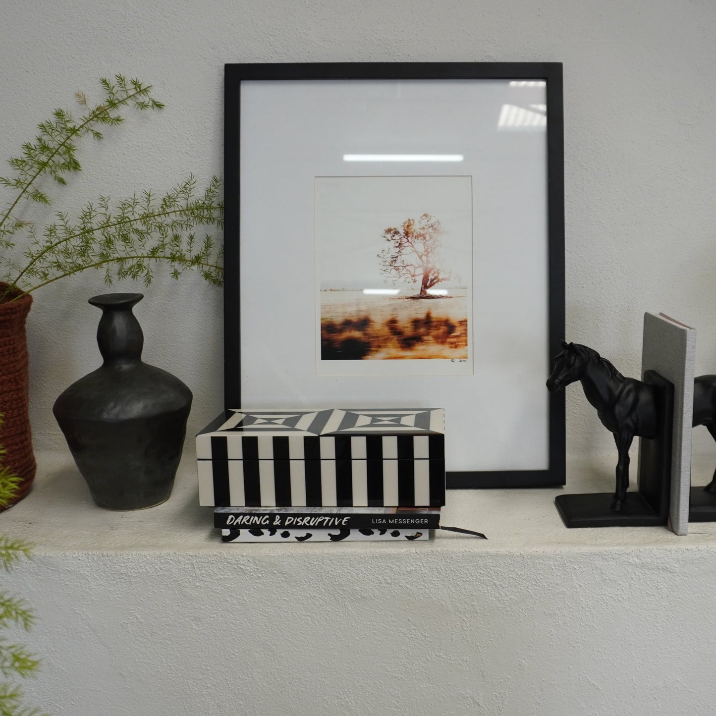 Florence Lacquer Storage Box in Off-white and Black