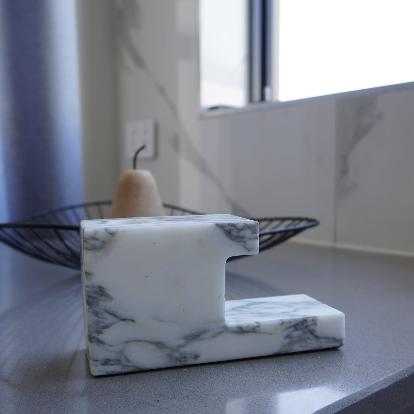 Augustus I marble candlestick holder (calacatta viola)