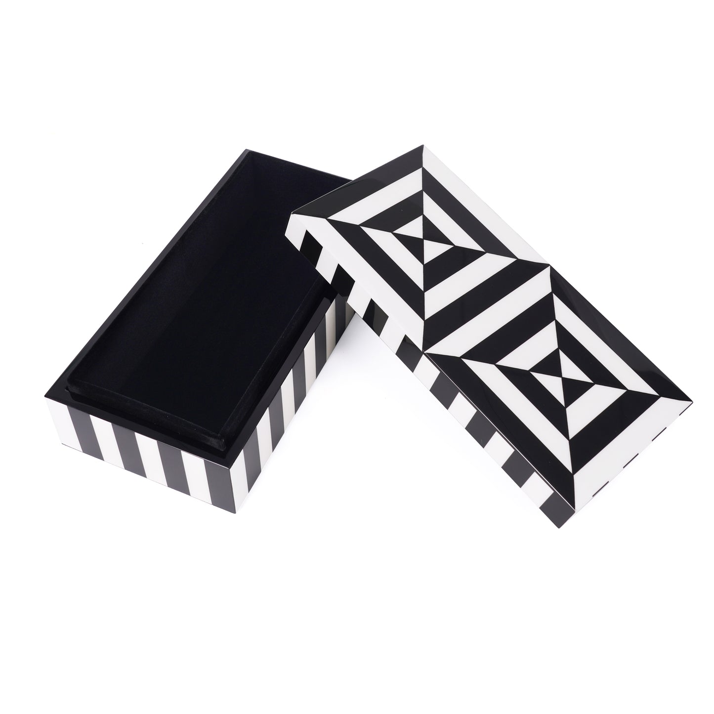 Florence Lacquer Storage Box in Off-white and Black
