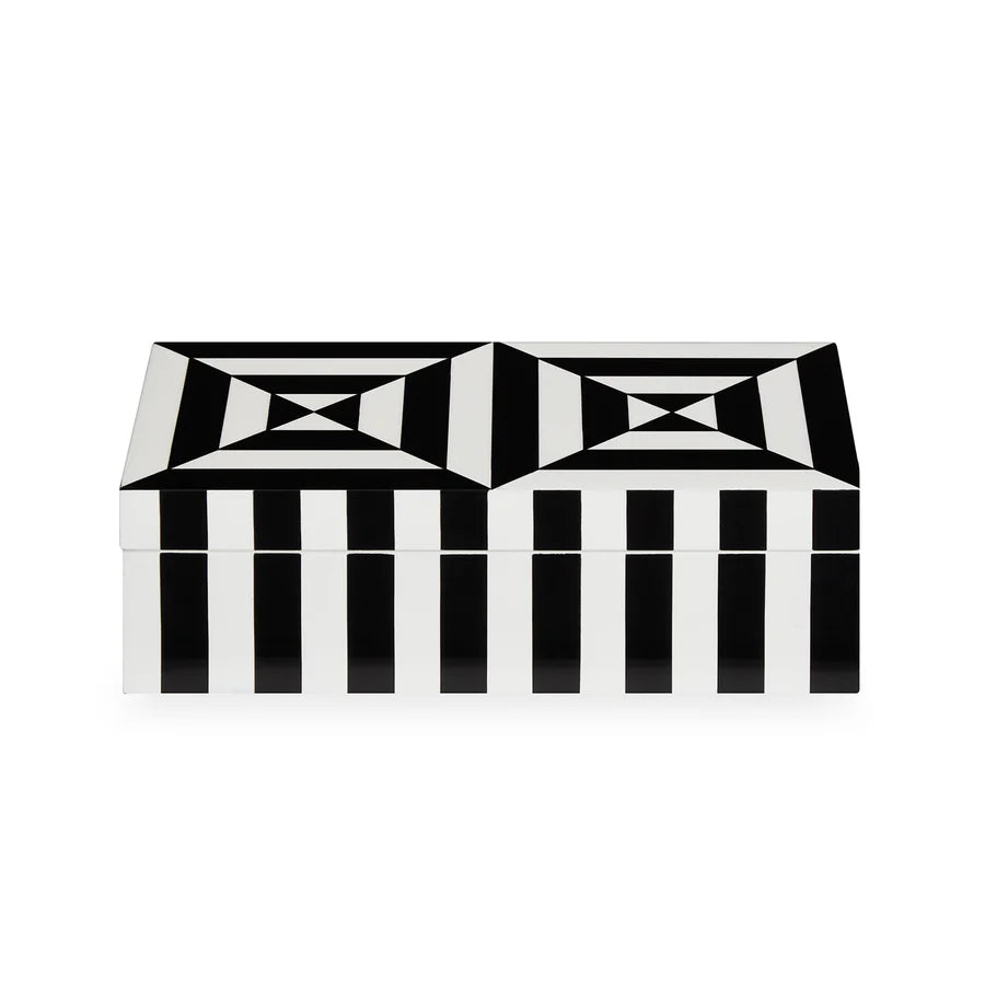 Florence Lacquer Storage Box in Off-white and Black