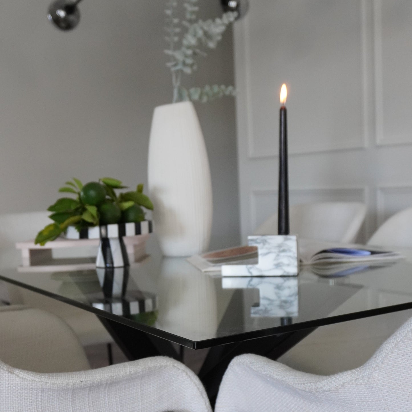 Augustus I marble candlestick holder (calacatta viola)