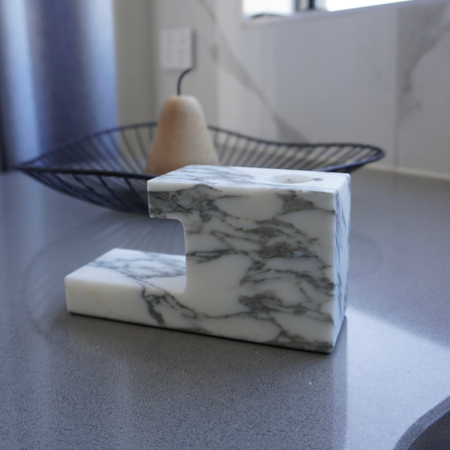 Augustus I marble candlestick holder (calacatta viola)